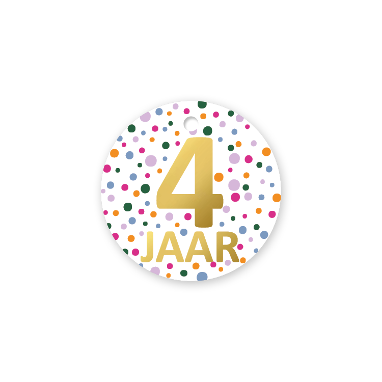 Cadeaulabel - 4 jaar - Confetti feest