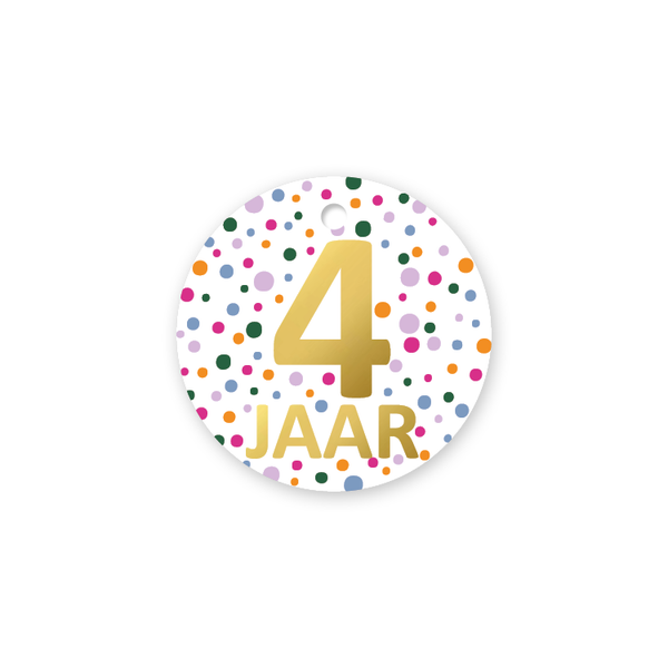 Cadeaulabel - 4 jaar - Confetti feest