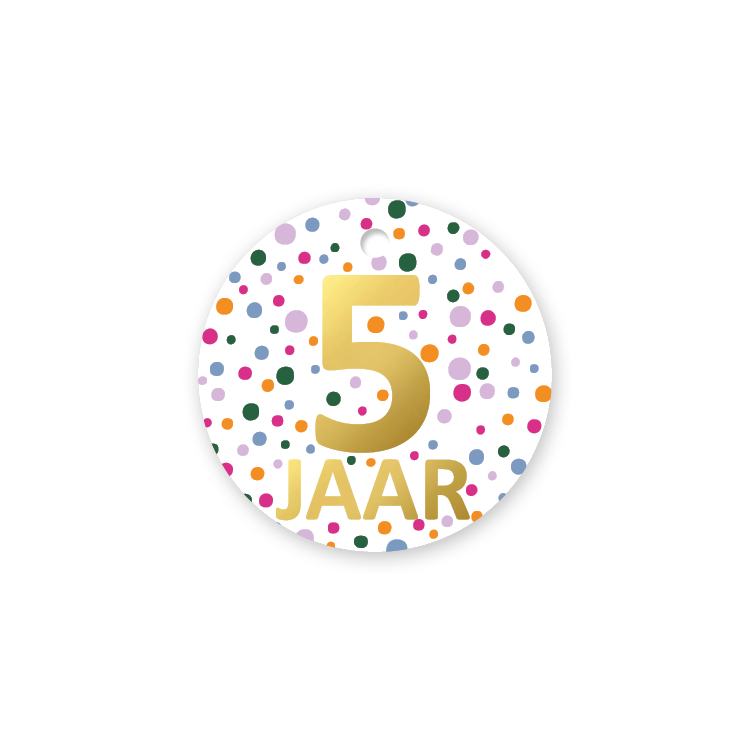 Cadeaulabel - 5 jaar - Confetti feest