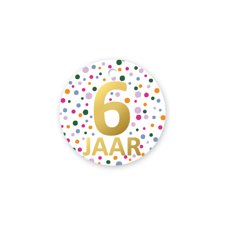 Cadeaulabel - 6 jaar - Confetti feest