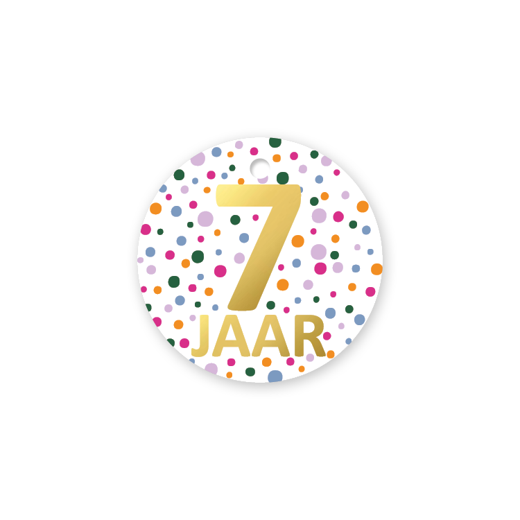 Cadeaulabel - 7 jaar - Confetti feest