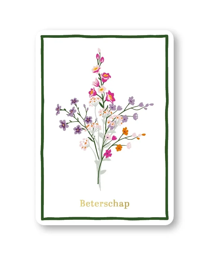 Wenskaart - Beterschap - Wildflowers