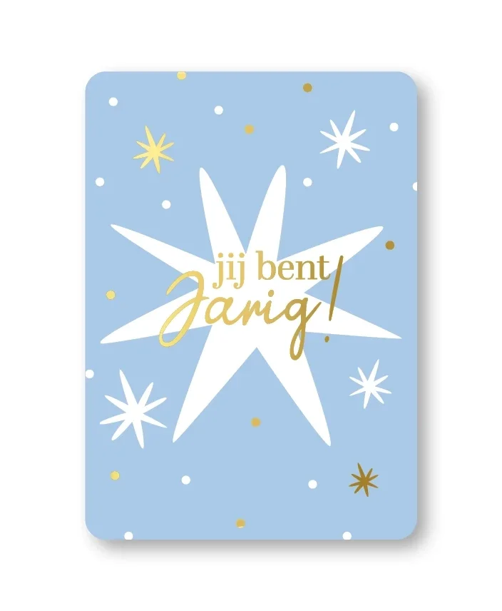 Wenskaart - Jij bent jarig! - Blauw met witte ster