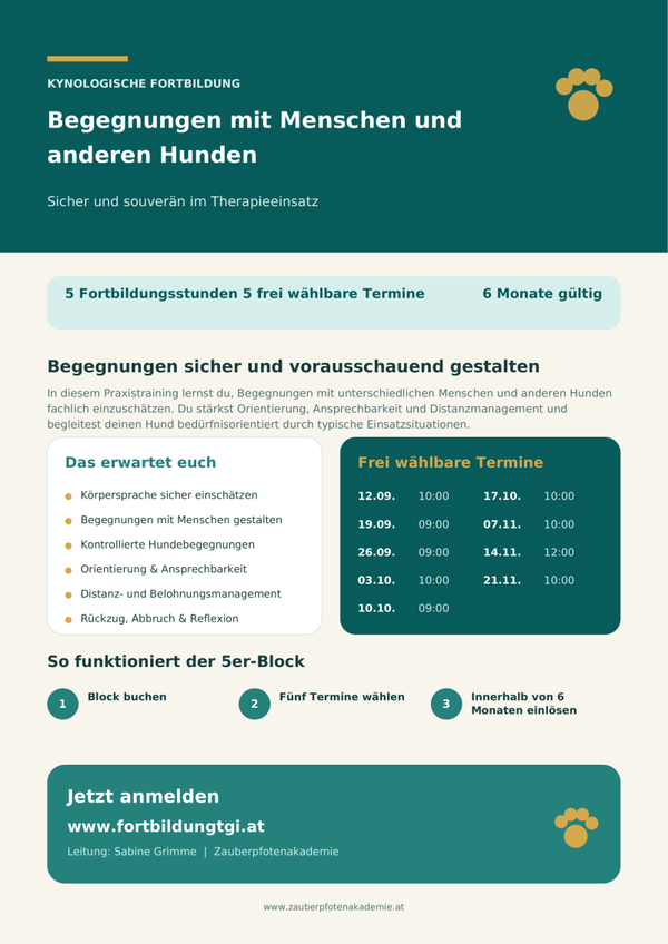 Begegnungen mit Menschen und anderen Hunden – sicher und souverän im Therapieeinsatz