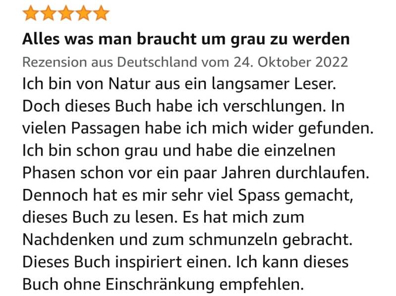 Amazon Rezension des Buchs "Endlich Grau"