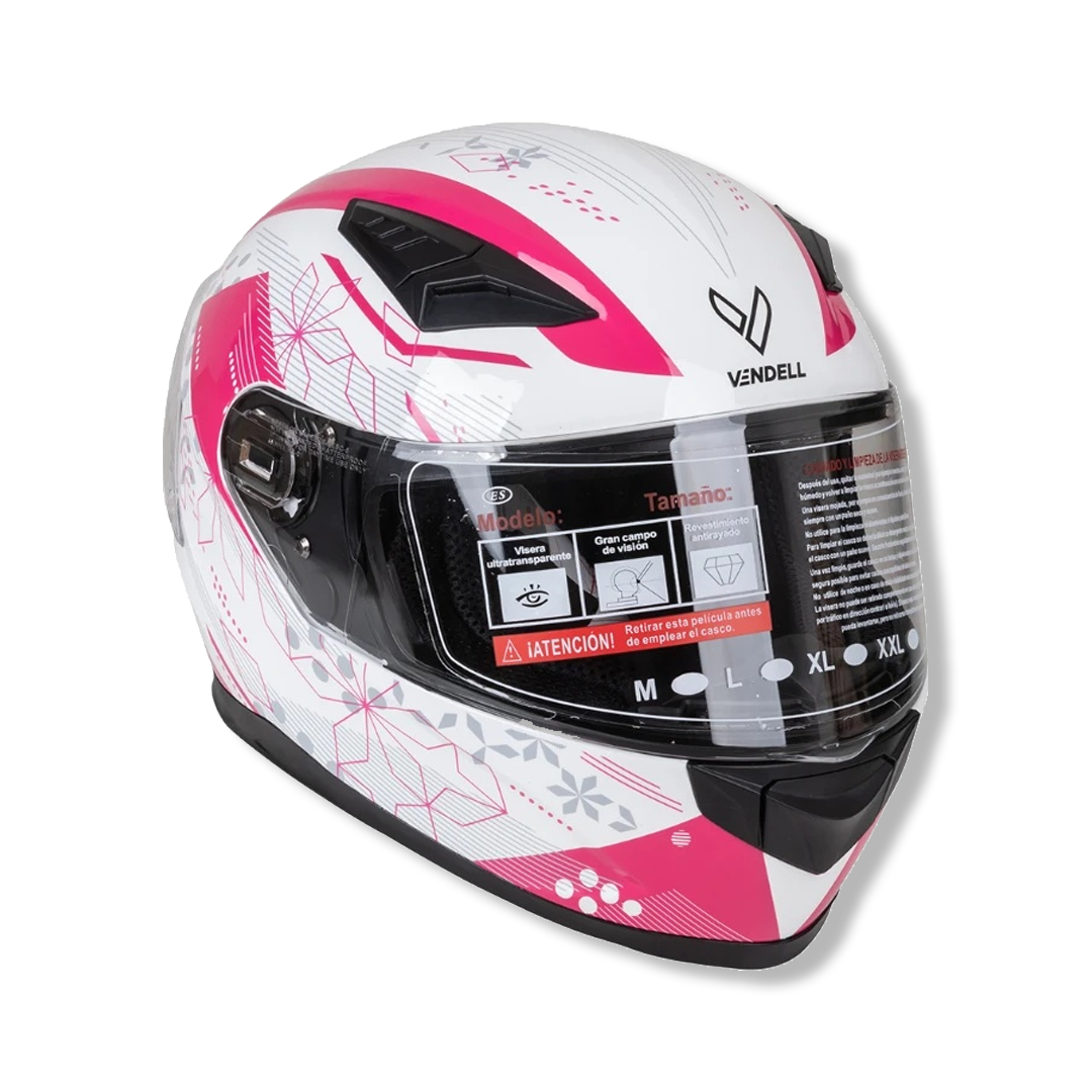 Casco Integral Doble Visor Prism Blanco Rosa