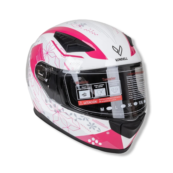 Casco Integral Doble Visor Prism Blanco Rosa
