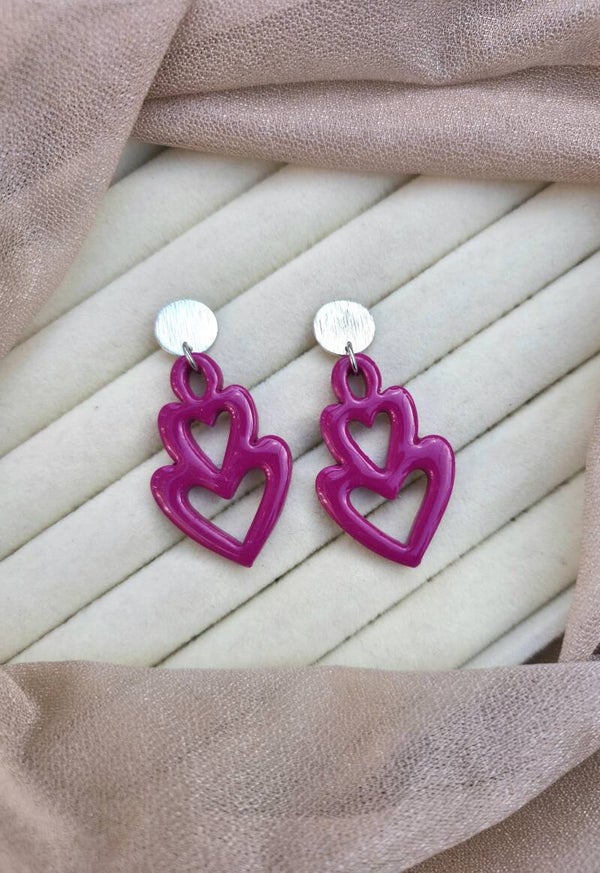 Twin hearts oorbellen