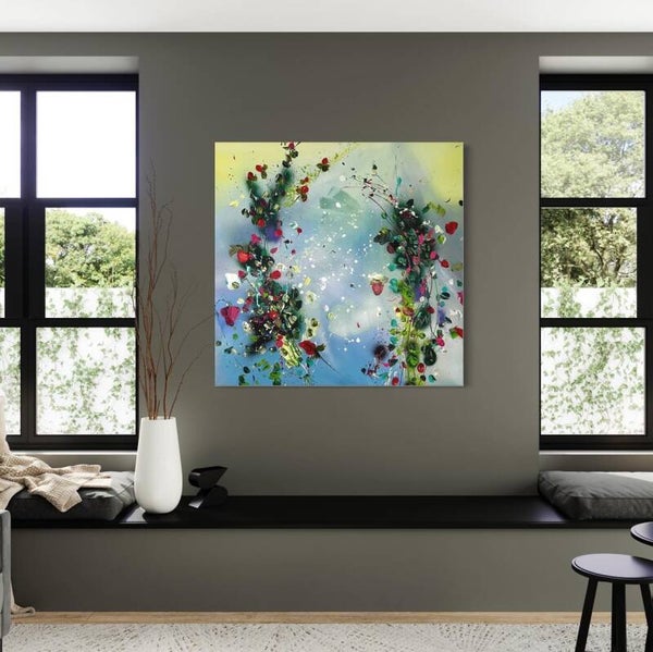 Square acrylic structure artwork "Timeless NOW" 100x100x2cm