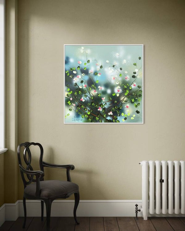 Morning Serenity - large floral artwork on canvas, 90 x 90 cm (35.4 x 35.4 inches)