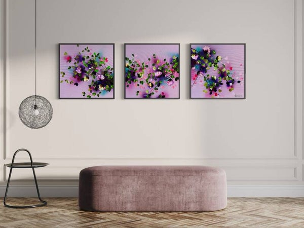 Pink Mood - Triptych - 60 × 180 × 2 cm  / 23.6 × 70,8 × 0.8 in