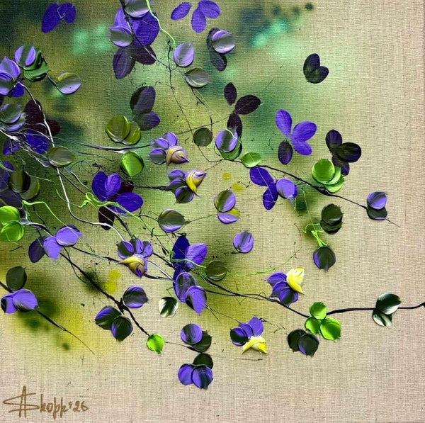 Violet Blooms - 50 × 50 × 2 cm / 19.7 × 19.7 × 0.8 in