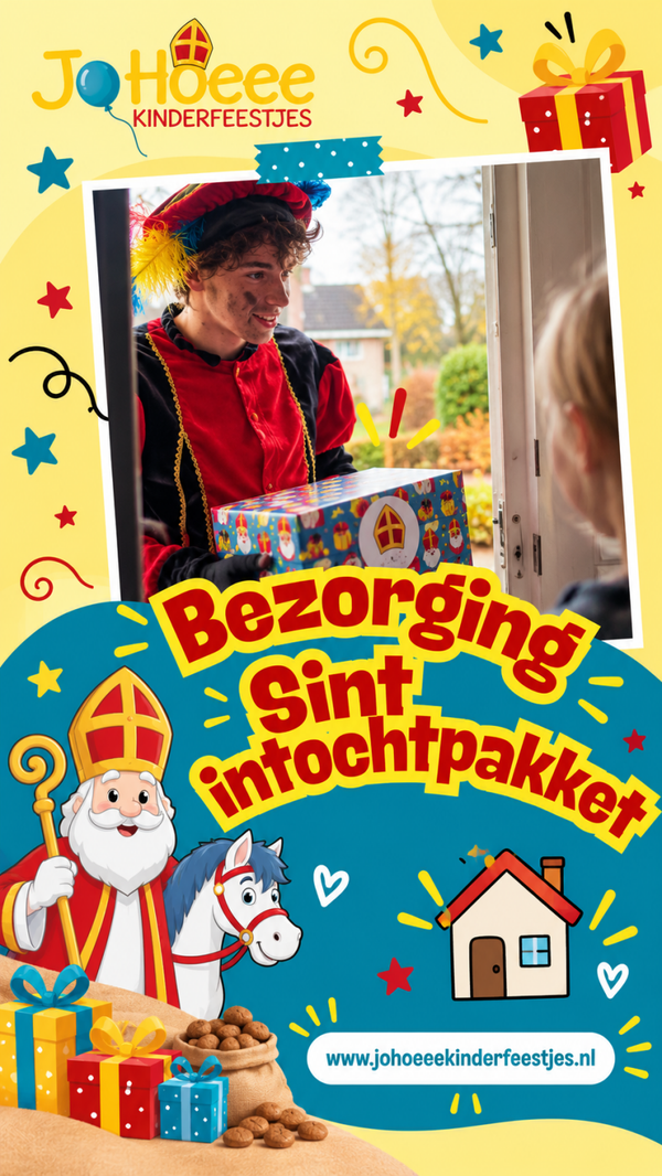 Sint intochtpakket bezorging door een Piet