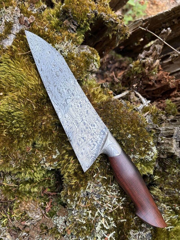 7 5/8" Damascus Gyuto with Curly Rose Wood