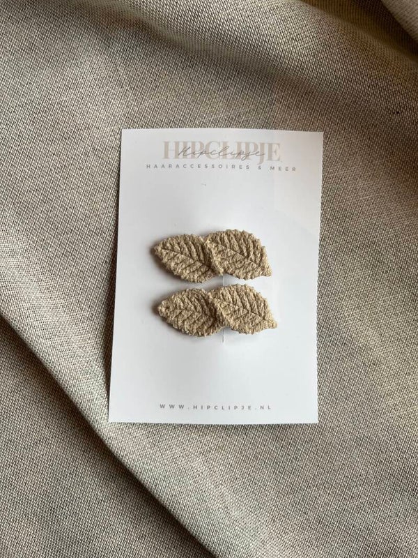 Haarspeldjes - leaf beige
