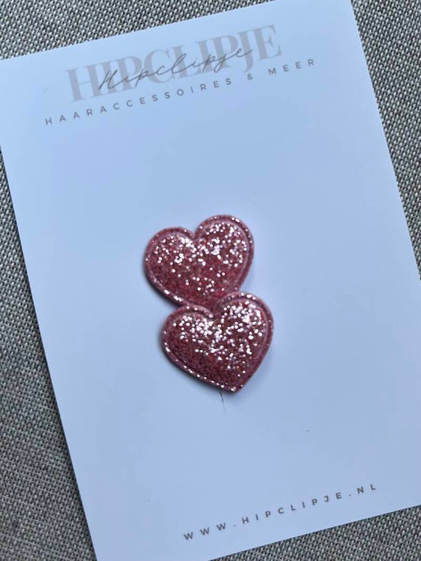 Antislip haarspeldjes - Roze glitter hartjes
