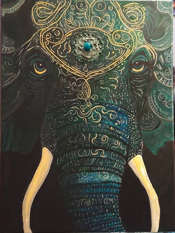 Elephant acrylic painting Sacred art