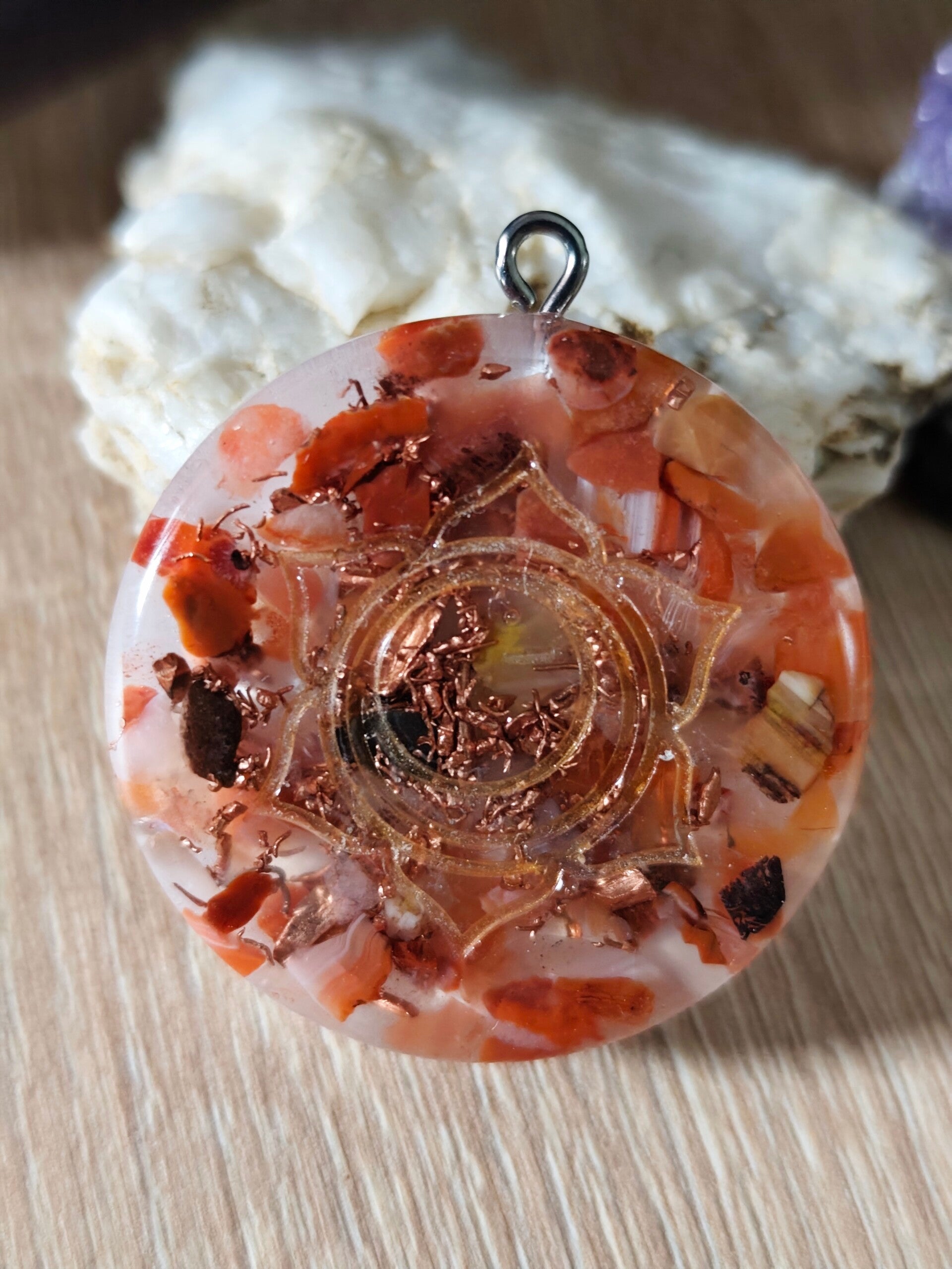 Sacral chakra orgone pendant