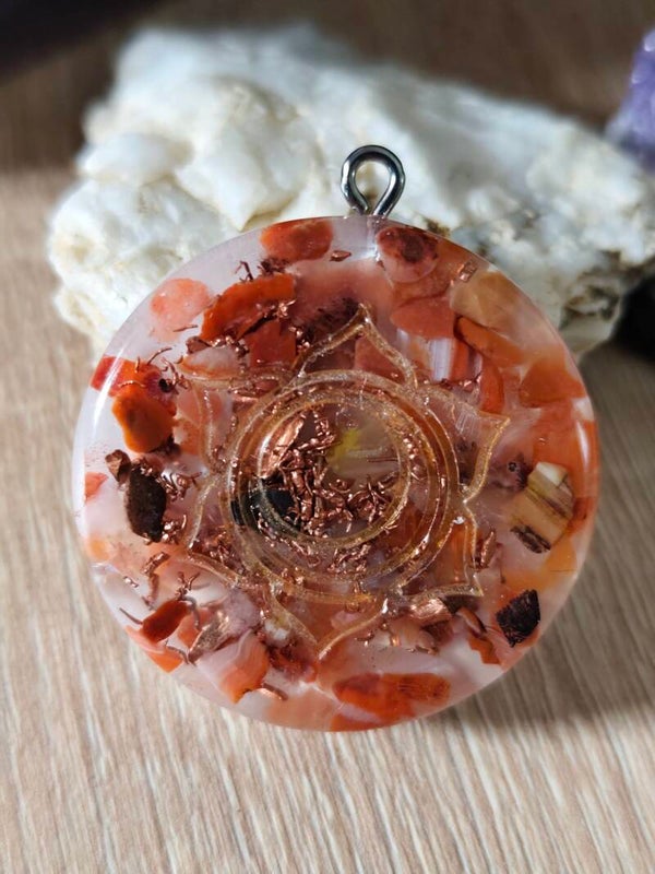Sacral chakra orgone pendant