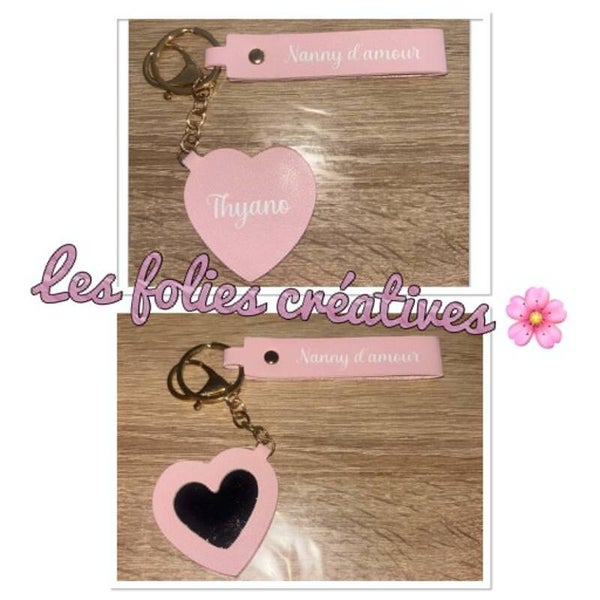 Porte clé simili cuir + miroir