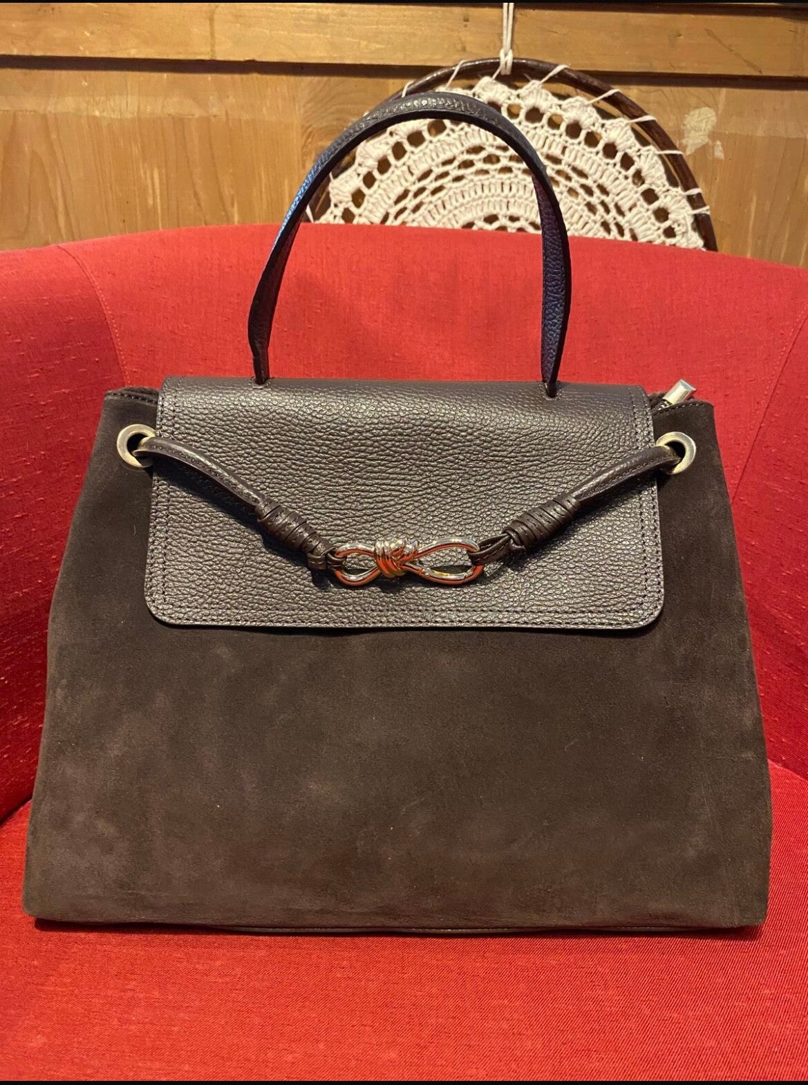 Borsa Denise Camoscio e Pelle Marrone.