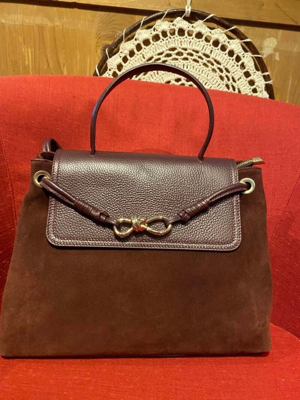 Borsa Denise Camoscio e Pelle Cioccolato.