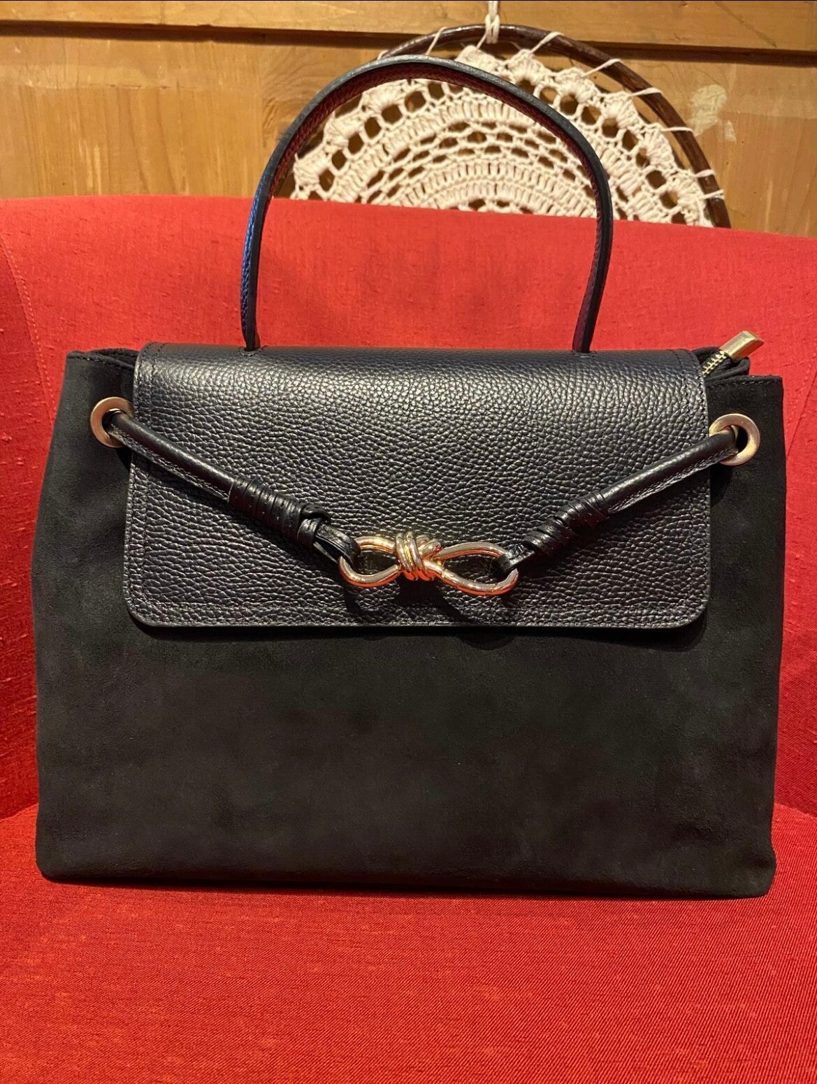 Borsa Denise Camoscio e Pelle Nera