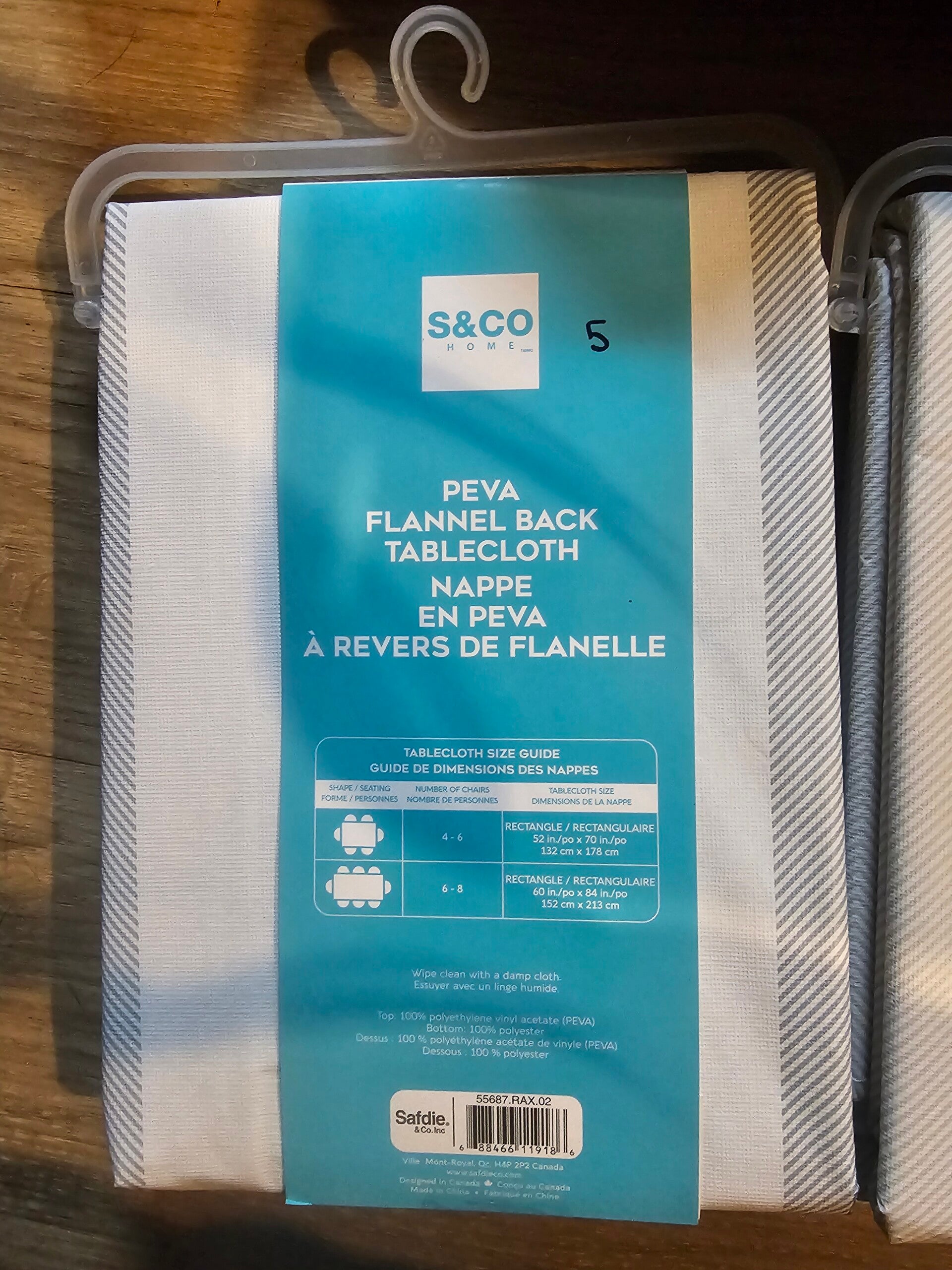 C-Nape de table lavable épaisse gris pale et blanc
