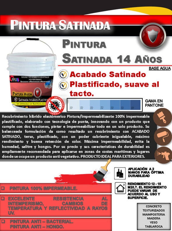 PINTURA SATINADA 14 AÑOS