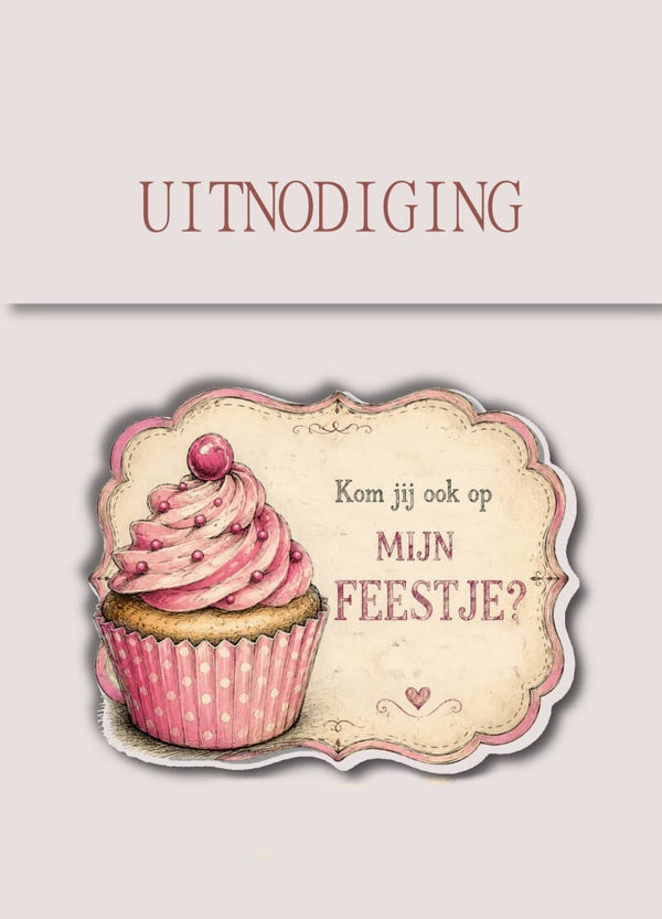 Uitnodiging Ansicht Cupcake (5 stuks)