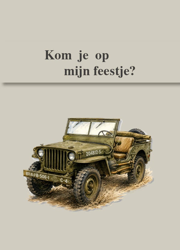 Uitnodiging Ansicht Legerauto (5 stuks)
