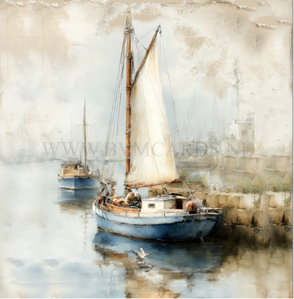 Wenskaart 11x11 - Zeilboot