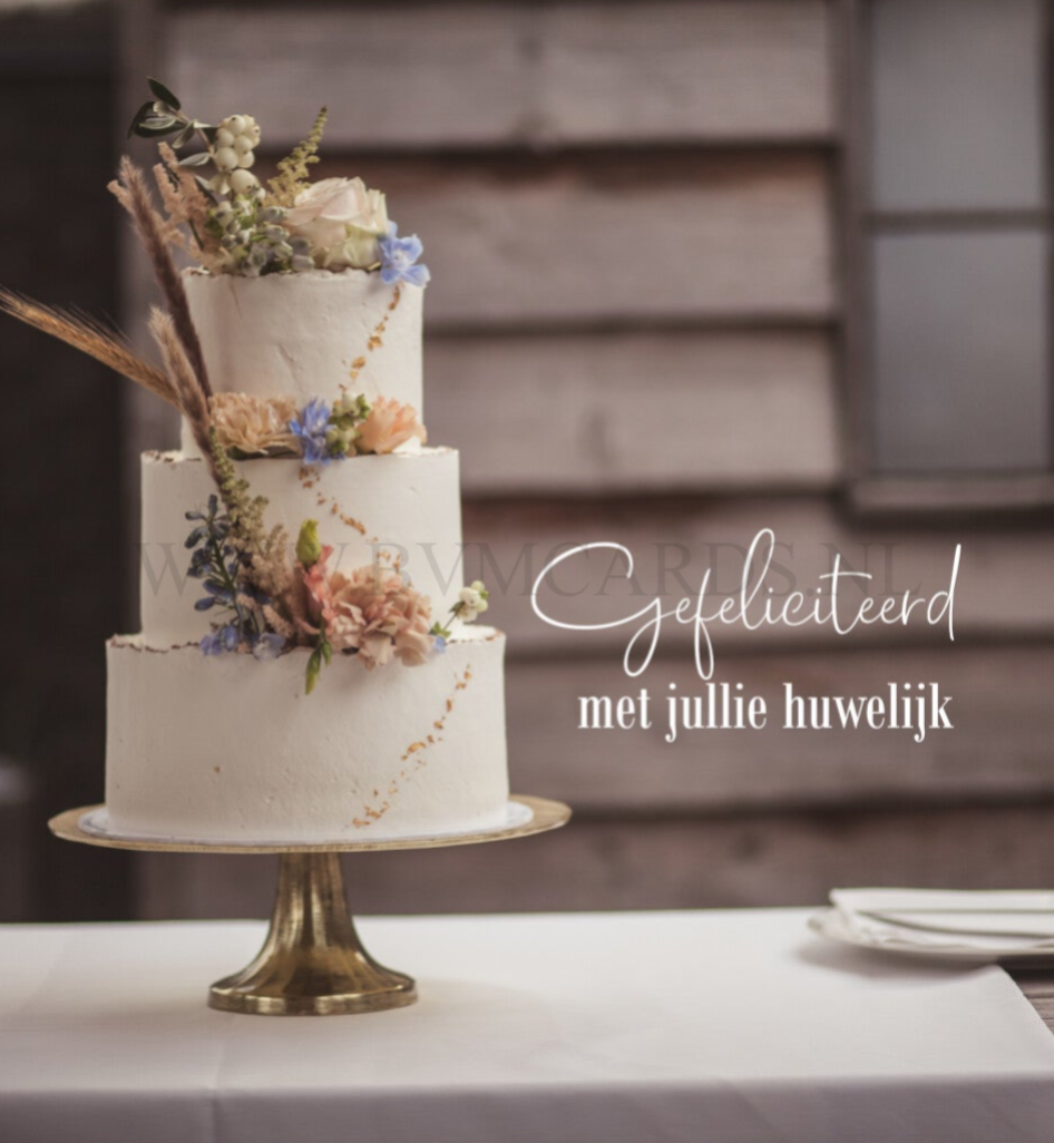 Wenskaart 12x13 - Bruidstaart