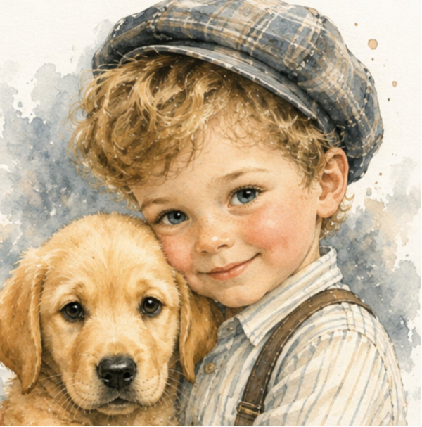 Wenskaart 11x11 - Jongen hond