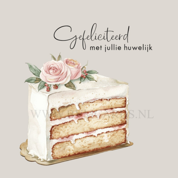 Wenskaart 11x11 - Bruidsgebak
