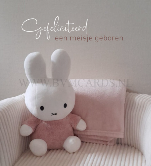 Wenskaart 12x13 - nijn roze