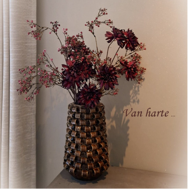 Wenskaart 11x11 - Bordeaux boeket