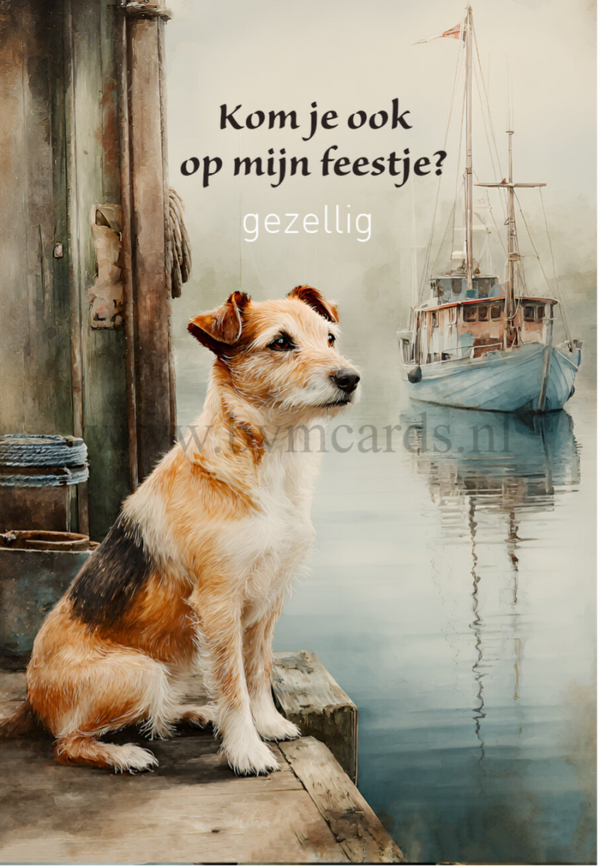 Kaartjes (5 stuks) Schip hond