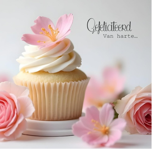 Wenskaart 11x11 - cupcake