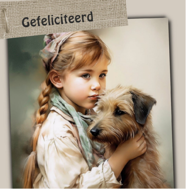 Wenskaart 11x11 - Meisje met hond