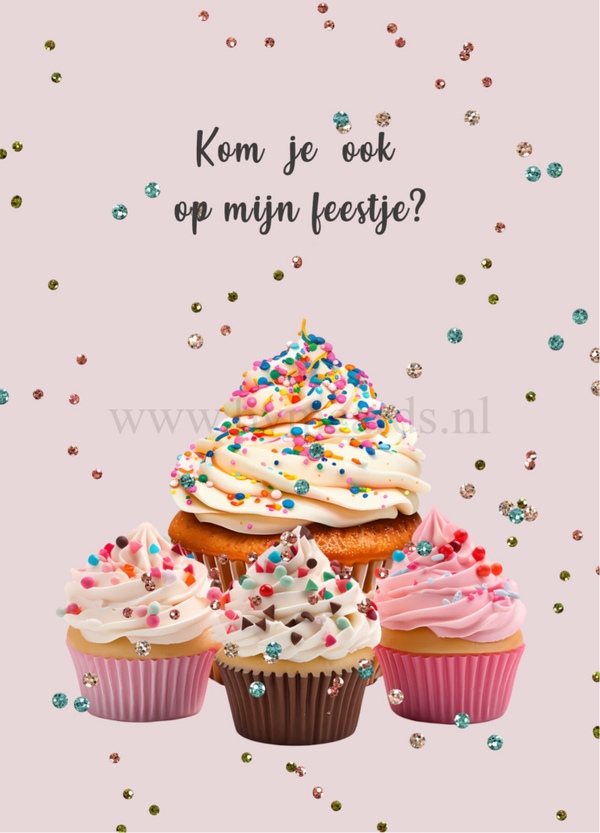 Uitnodiging Ansicht Cupcake (5 stuks)