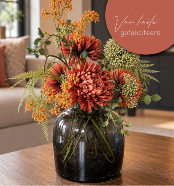 Wenskaart 12x13  - Vaas herfstbloem