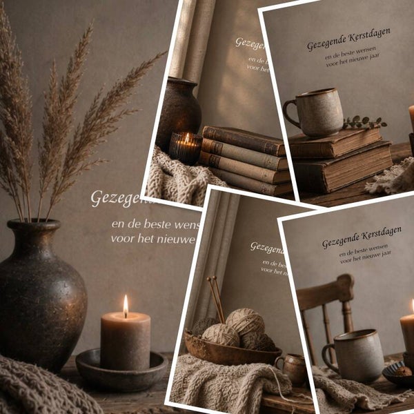 Set 7 Ansicht met kraft envelop - Gezegende Kerst