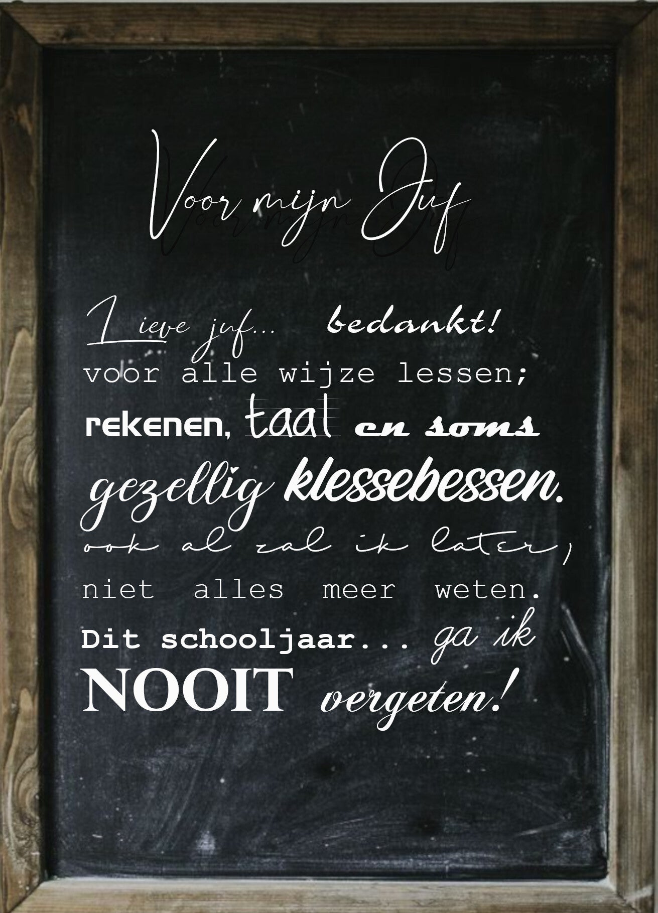Ansichtkaart Bedankt Juf5
