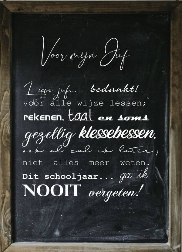 Ansichtkaart Bedankt Juf5
