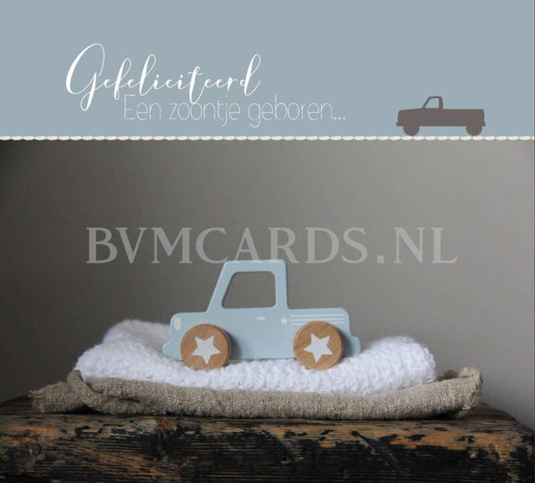 Wenskaart 12x13 - Auto