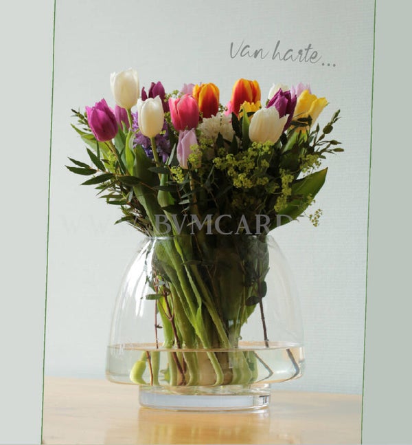 Wenskaart 12x13 - Vaas met tulpen