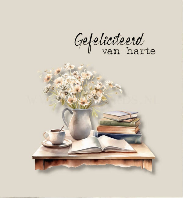 Wenskaart 12x13 - koffie boek