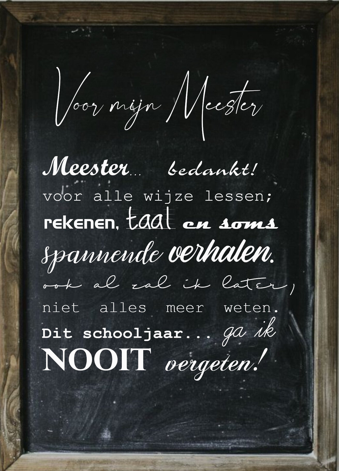 Ansichtkaart Bedankt Meester5