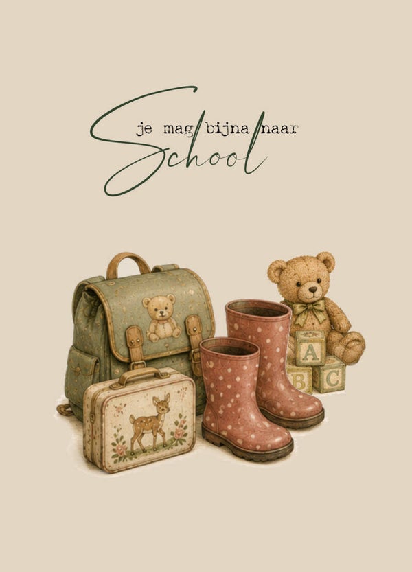 Ansichtkaart Bijna naar school